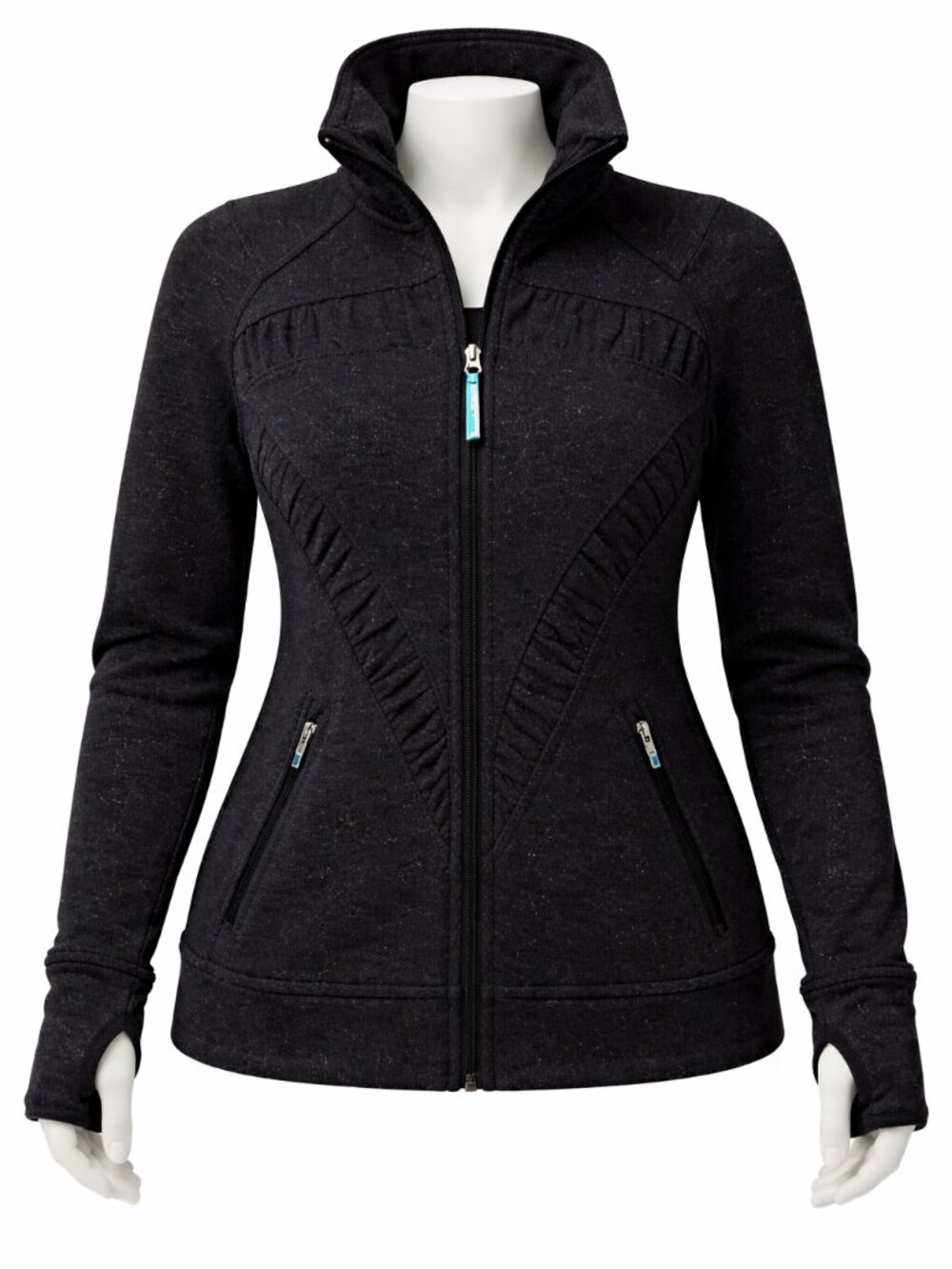 Ivivva Girl by Lululemon 🍋Cuddle me jacket zipper black silver sparkles size 10 - Picture 1 of 6